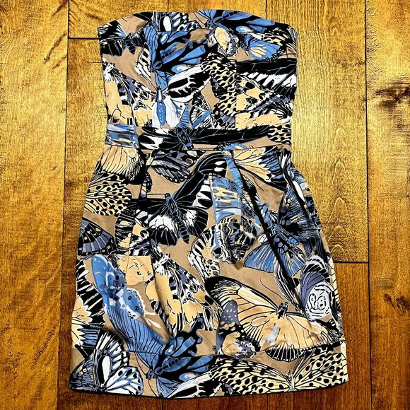 French Connection Mini Cotton Dress with Butterfly Details and Side Pockets - Picture 2 of 15